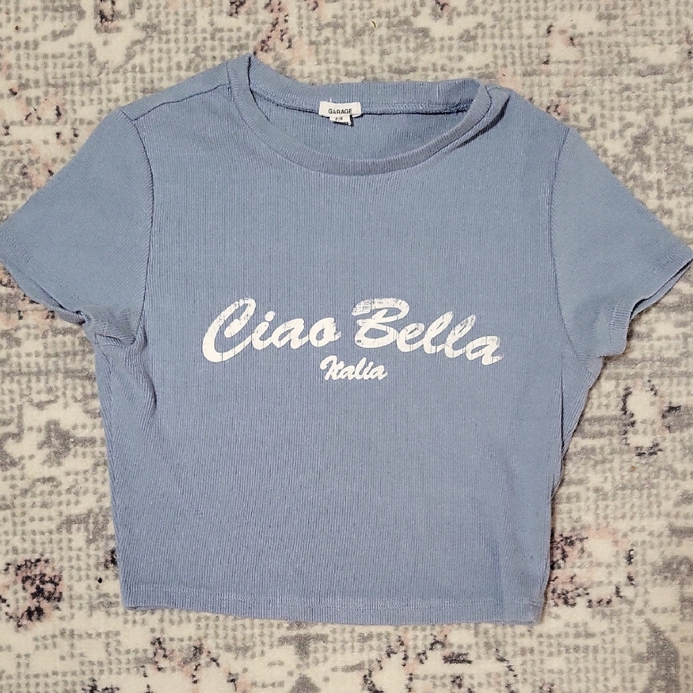 Garage Light Blue Ribbed Top